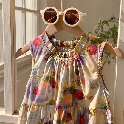 Summer Baby Kids Girls Sleeveless Oil-Painting Flowers Pattern Dress, MyKids-USA®, Baby & Toddler Dresses, MyKids-USA -  -  -  -  -  -  - 