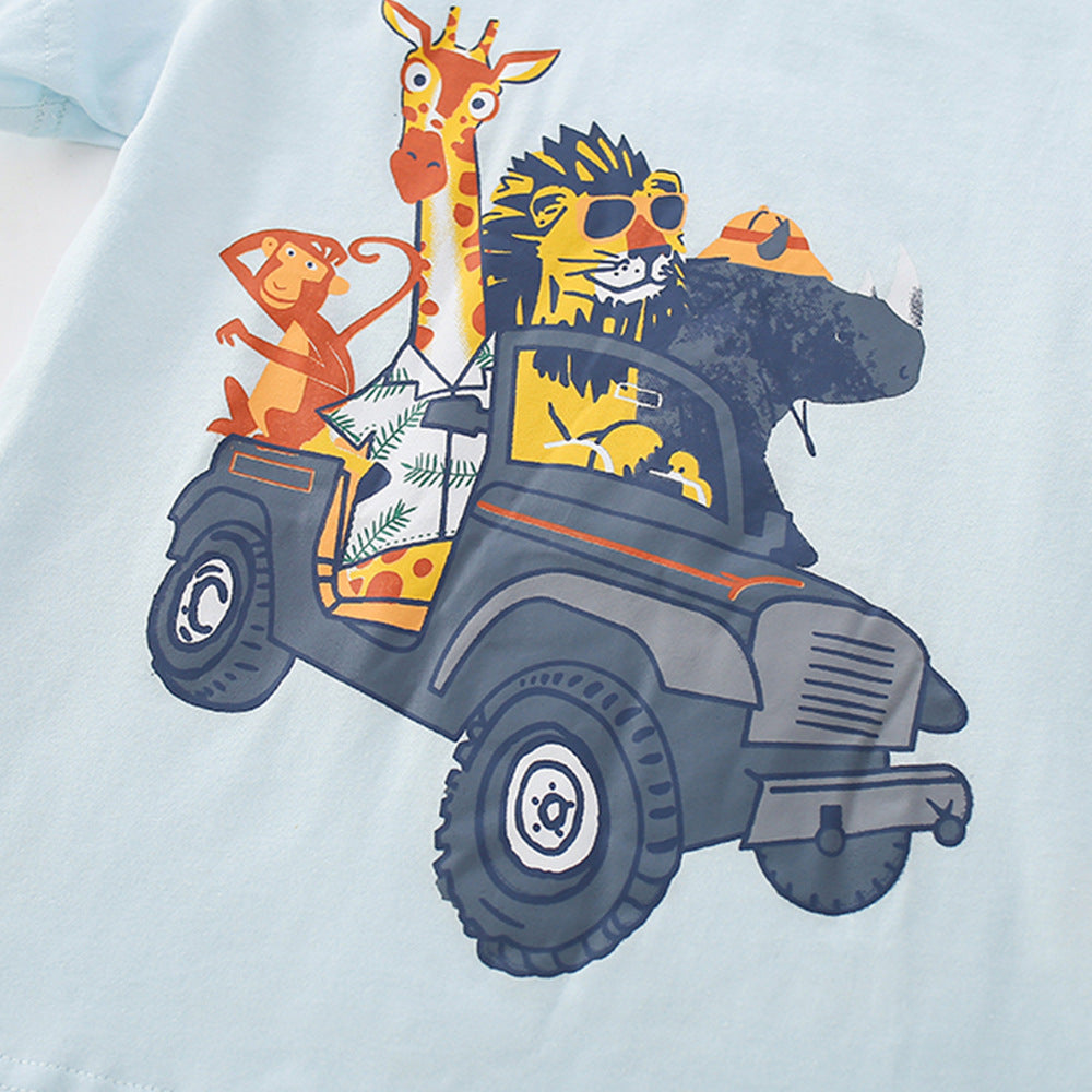 Summer Hot Selling Baby Kids Boys Short Sleeves Cartoon Animals Pattern T-shirt and Plain Shorts Clothing Set, MyKids-USA®, Baby & Children's Outfits, MyKids-USA -  -  -  -  -  -  - .