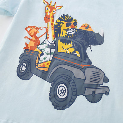 Summer Hot Selling Baby Kids Boys Short Sleeves Cartoon Animals Pattern T-shirt and Plain Shorts Clothing Set, MyKids-USA®, Baby & Children's Outfits, MyKids-USA -  -  -  -  -  -  - .