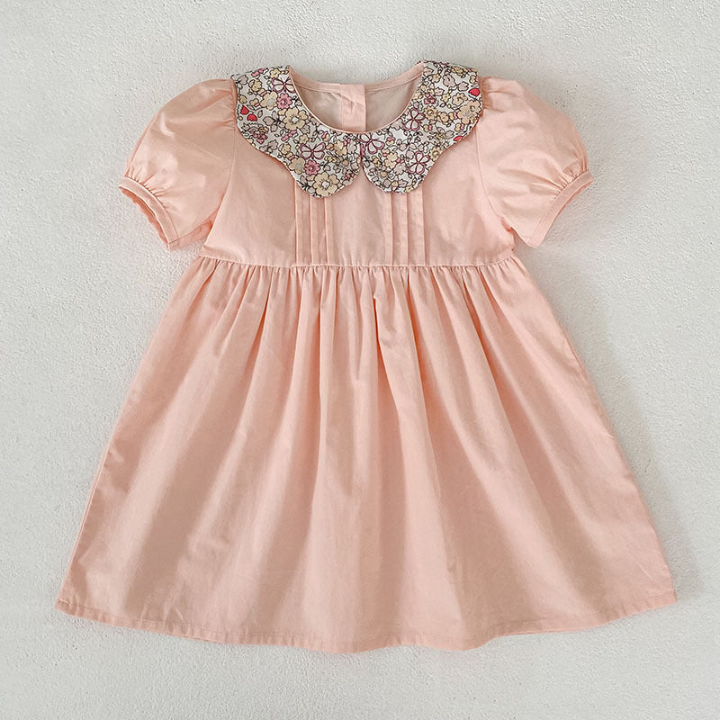 Summer Girls Floral Collar Color Patchwork Onesies and Dress – Princess Sister Matching Set, MyKids-USA®, Baby & Children's Outfits, MyKids-USA - Size/Age - 66 (3-6M) - Color - Pink -  -  - TR2605232116-B.