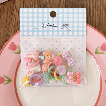 Collection of 10 Pieces Cartoon Hair Ties, MyKids-USA®, Ponytail Holders, MyKids-USA - Size/Age - Average Size (0-12Y） - Color - Pink -  -  - TR2605011701-D.