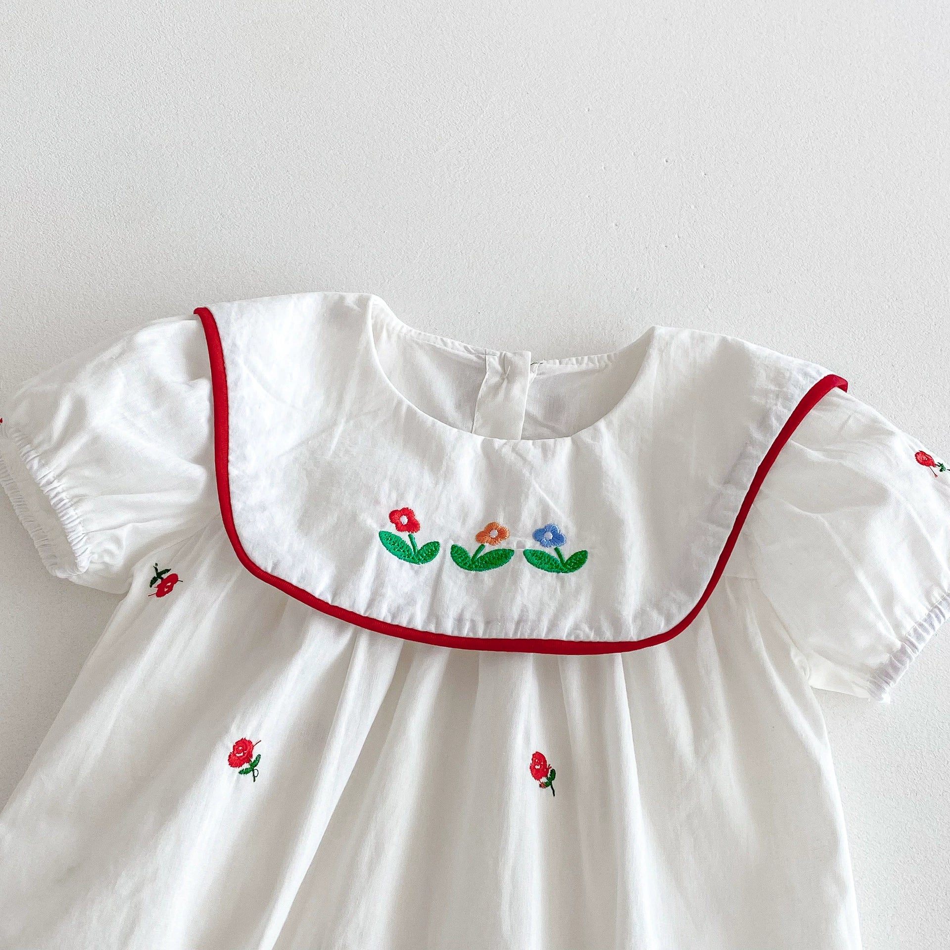 Summer Arrival Baby Girls Floral Pattern Embroidered Short Sleeves Onesies, MyKids-USA®, Baby One-Pieces, MyKids-USA -  -  -  -  -  -  - 