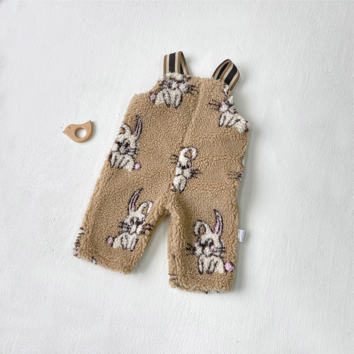 Winter and Spring Arrival Baby Unisex Sleeveless Plaid or Cartoon Pattern Fluffy Rompers Overalls