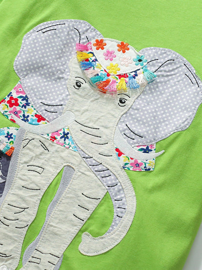 Summer Pure Cotton Animals Pattern Short-sleeved Green Dress for Stylish Girls, MyKids-USA®, Baby & Toddler Dresses, MyKids-USA -  -  -  -  -  -  - 