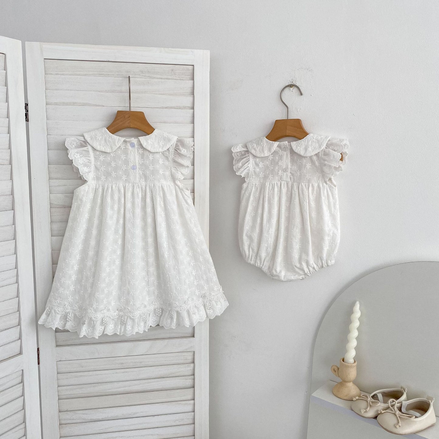 Summer Girls Flowers Embroidered Pattern Peter Pan Collar Onesies and Dress – Princess Sister Matching Set, MyKids-USA®, Baby & Children's Outfits, MyKids-USA® -  -  -  -  -  -  - .