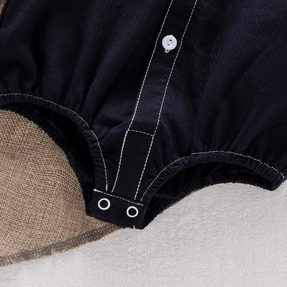 Baby Boys Long Sleeves Single Breasted Turn-down Collar Onesies, MyKids-USA®, Baby One-Pieces, MyKids-USA -  -  -  -  -  -  - 