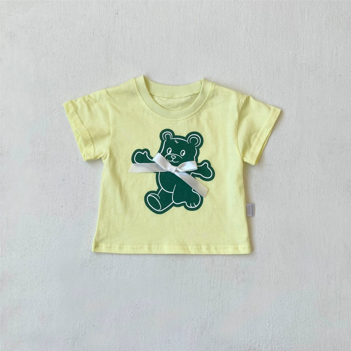 Summer Arrival Baby Kids Girls Teddy Bear Pattern T-shirt, MyKids-USA®, T-Shirts, MyKids-USA - Size/Age - 73 (6-9M) - Color - Yellow -  -  - TR2506292048