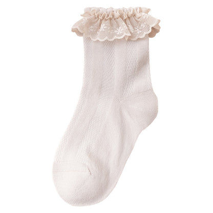 Baby Solid Color Ruffle Socks Princess Breathable Socks