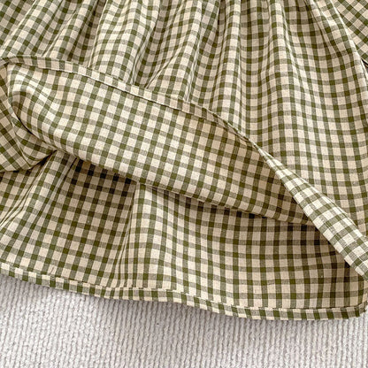 Arrival Spring and Autumn Plaid Pattern Baby Kids Girls Onesies and Dress – Princess Sister Matching Set