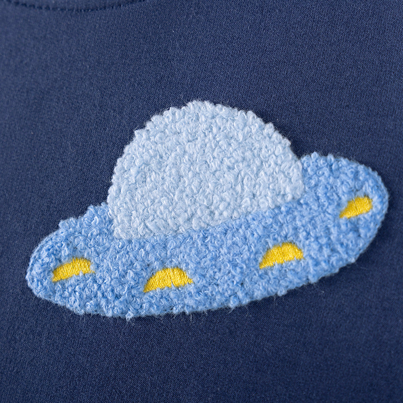 Autumn Arrival Kids Boys Rocket and Planet Cartoon Pattern Crew Neck Long Sleeves Top Sweatshirt, MyKids-USA®, Sweatshirts, MyKids-USA -  -  -  -  -  -  - 