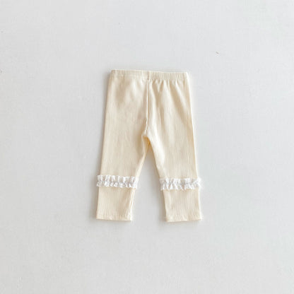 Autumn Arrival Elastic Baby Kids Girls Lace Decorated Pants, MyKids-USA®, Leggings, MyKids-USA - Size/Age - 73 (6-9M) - Color - Beige -  -  - TR2509302332-A