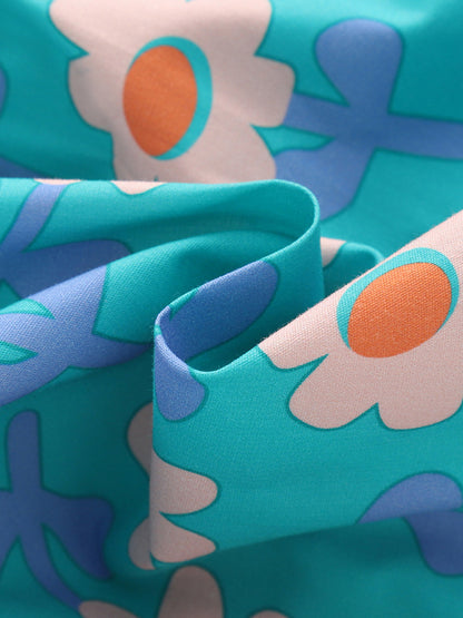 Summer Hot Selling Cute Flowers Pattern Short Sleeves Dress for Stylish Girls