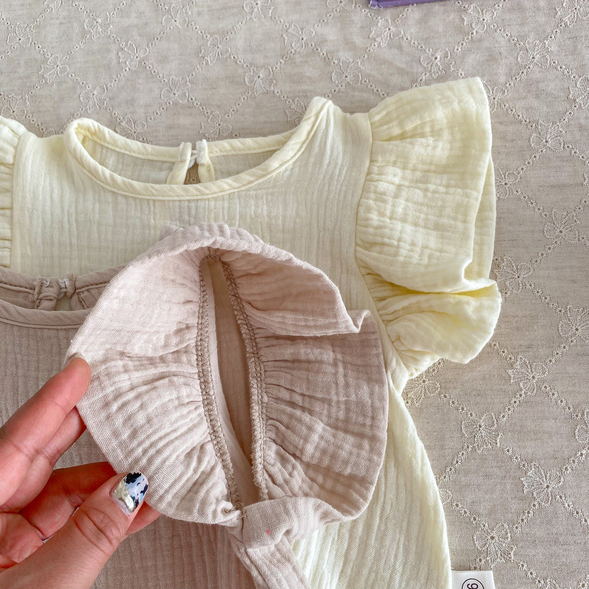 Summer Baby Girls Cotton Soft Thin Solid Color Fly Sleeves Onesie, MyKids-USA®, Baby One-Pieces, MyKids-USA -  -  -  -  -  -  - 