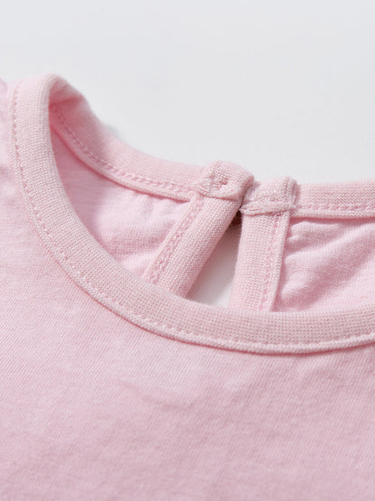 Cute Knit Round Neck Animals On Lotus Leaves Printing Girls’ T-Shirt In European And American Style For Summer, MyKids-USA®, Baby & Toddler Tops, MyKids-USA -  -  -  -  -  -  - 