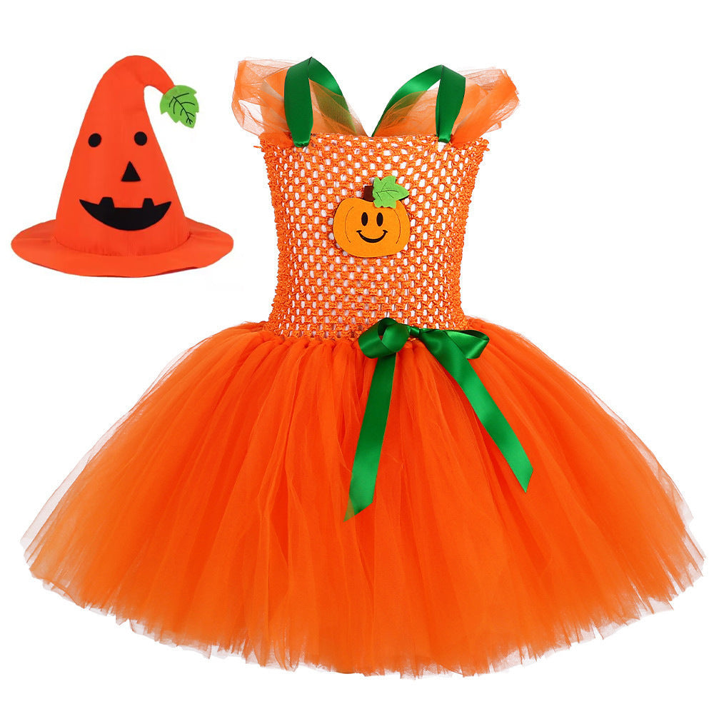 Arrival Girls’ Halloween Pumpkin Pattern Dress – Princess Cosplay Costume Set Party, and Stage Performance, MyKids-USA®, Costume Dresses, MyKids-USA - Size/Age - S (1-2Y) - Color - Light Green -  -  - TR2508202028-D