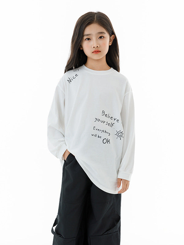 Arrival Autumn Kids Girls Long Sleeves Letters Pattern Sweatshirt and Black Pants Clothing Set