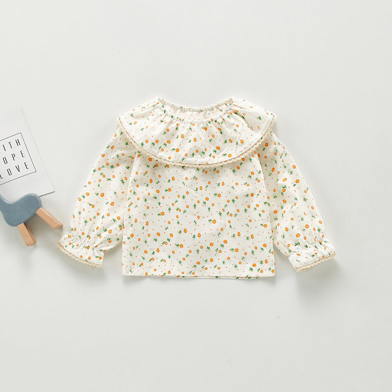 Autumn  Arrival Kids Girls Plaid/Floral Long Sleeves Shirt with Collar, MyKids-USA®, Baby & Toddler Outerwear, MyKids-USA - Size/Age - 66 (3-6M) - Color - Beige -  -  - TR2409101003-A