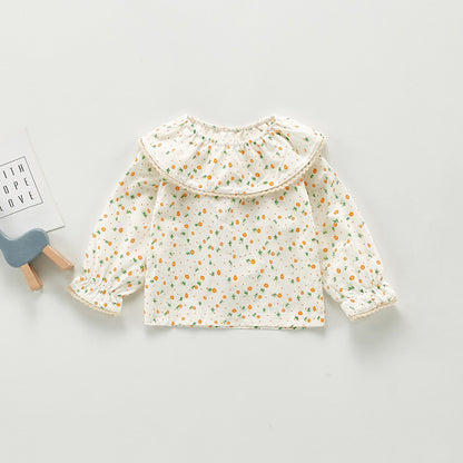 Autumn  Arrival Kids Girls Plaid/Floral Long Sleeves Shirt with Collar, MyKids-USA®, Baby & Toddler Outerwear, MyKids-USA - Size/Age - 66 (3-6M) - Color - Beige -  -  - TR2409101003-A