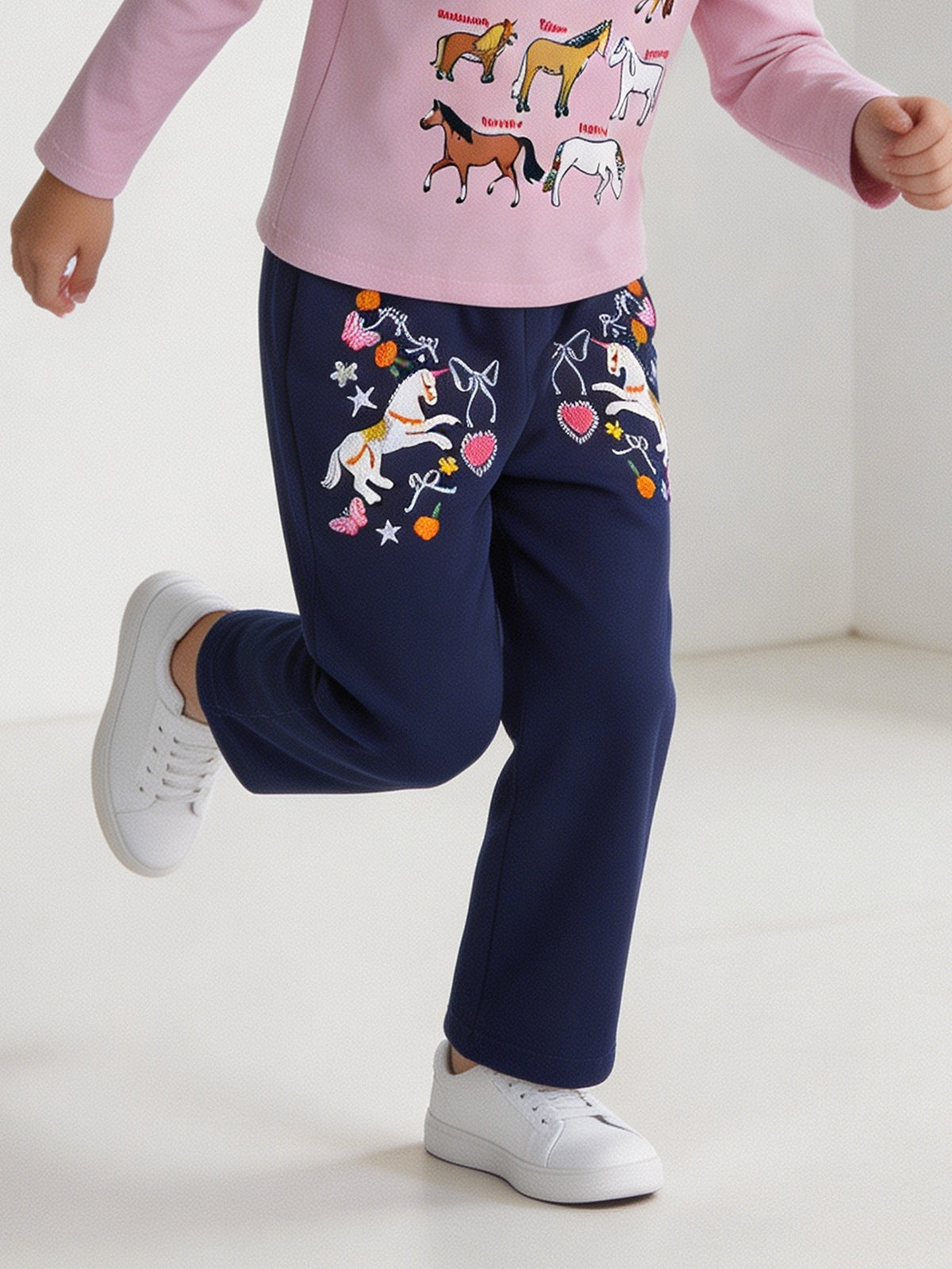 MyKids-USA® Arrival Autumn Cartoon Embroidery Pattern Pants for Girls