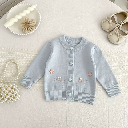 Autumn Arrival Baby Girls Comfortable Flowers and Fruits Decorated Knitted Long Sleeves Cardigan, MyKids-USA®, Cardigans, MyKids-USA -  -  -  -  -  -  - 