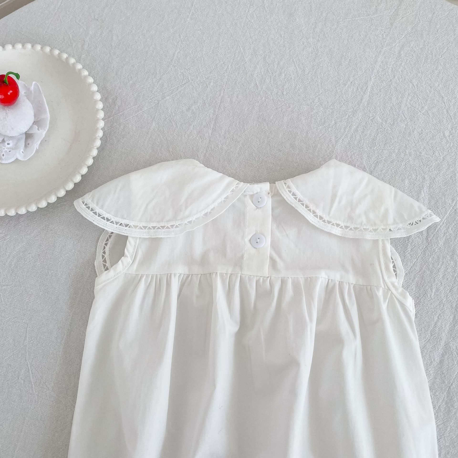 Design Summer Girls Hollow Out Flower Collar Sleeveless Onesies and Short Sleeves Dress – Sister Matching Clothing Set, MyKids-USA®, Baby & Children's Outfits, MyKids-USA -  -  -  -  -  -  - .