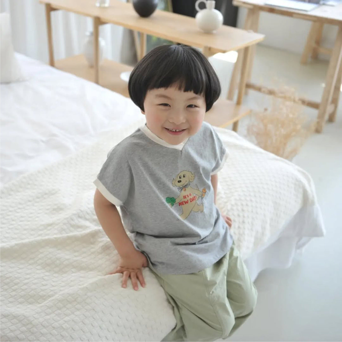 Casual Short Sleeves Summer New Children’s T-shirt, Unisex Baby Cartoon V Neck Top, MyKids-USA®, Baby & Toddler Tops, MyKids-USA - Size/Age - 73 (6-9M) - Color - Grey -  -  - TR2505122319-A