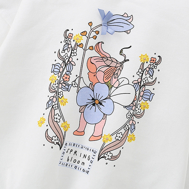Autumn and Spring Arrival Flowers and Cartoon Pattern Long Sleeves Pullover for Stylish Girls, MyKids-USA®, Sweatshirts, MyKids-USA -  -  -  -  -  -  - 