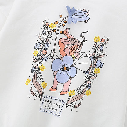 Autumn and Spring Arrival Flowers and Cartoon Pattern Long Sleeves Pullover for Stylish Girls, MyKids-USA®, Sweatshirts, MyKids-USA -  -  -  -  -  -  - 