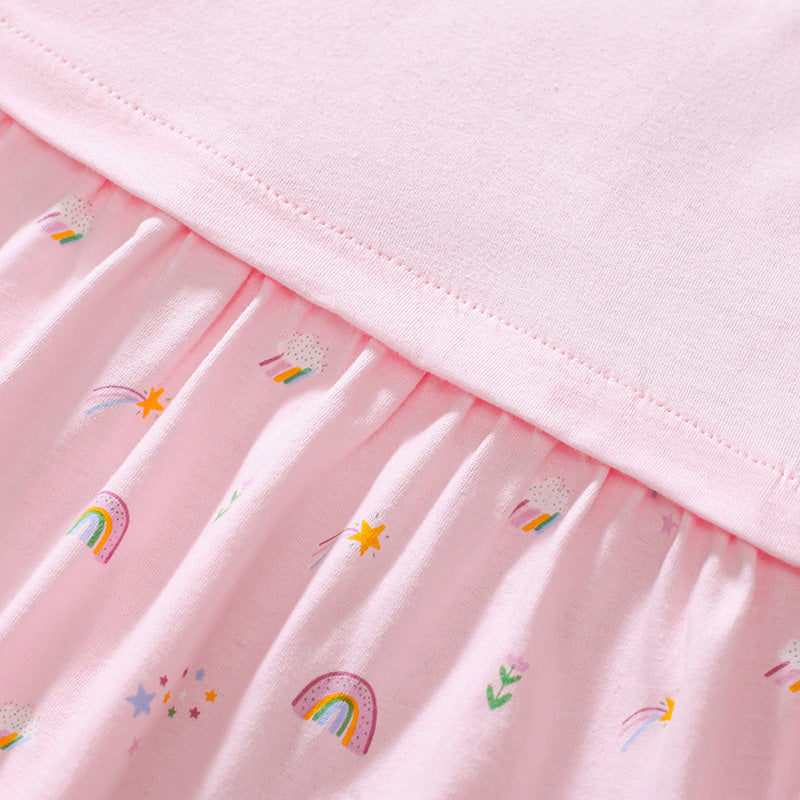 Summer Arrival Cartoon and Rainbow Pattern Short Sleeves Dress for Stylish Girls, MyKids-USA®, Baby & Toddler Dresses, MyKids-USA -  -  -  -  -  -  - 