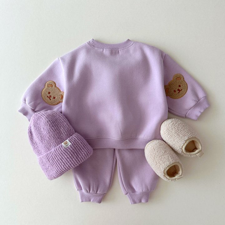 Autumn Baby Kids Unisex Casual Teddy Bear Pattern Long Sleeves Pullover and Pants Clothing Set, MyKids-USA®, Baby & Toddler Outerwear, MyKids-USA - Size/Age - 66 (3-6M) - Color - Purple -  -  - TR2408142120-D