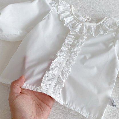 Spring and Autumn Baby Kids Girls Long Sleeves Solid Color Top and Plaid Sleeveless Bodysuit Overalls Clothing Set