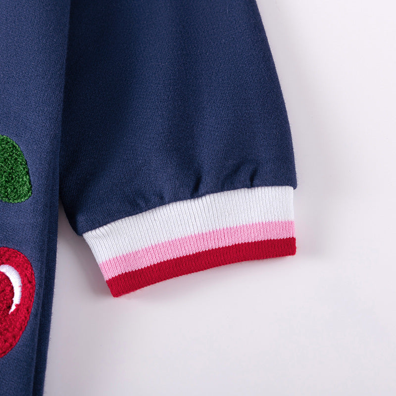 Autumn Arrival Cherry Pattern Long Sleeves Striped Crew Neck Dress for Stylish Girls, MyKids-USA®, Baby & Toddler Dresses, MyKids-USA -  -  -  -  -  -  - 