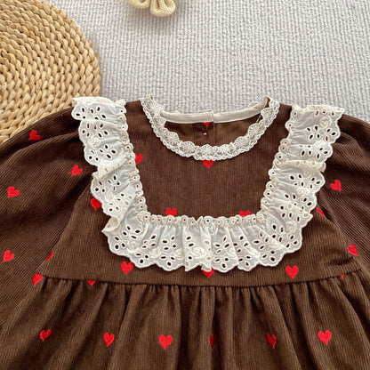 MyKids-USA® Autumn Arrival Baby Kids Girls Long Sleeves Cute Hearts Printed Dress