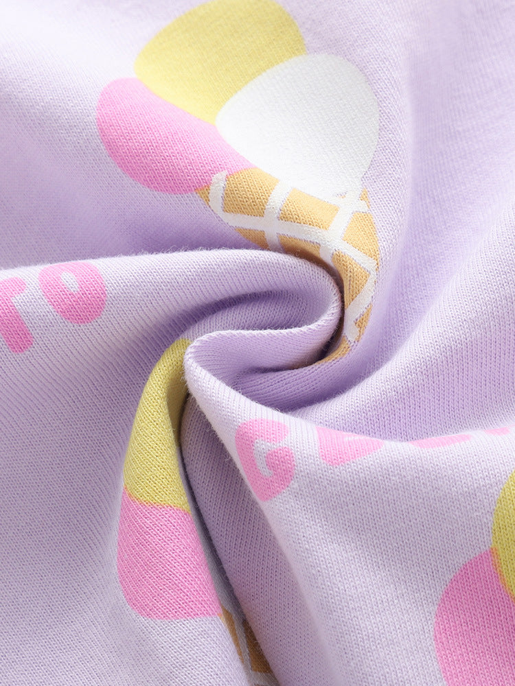Arrival Summer Baby Kids Girls Short Sleeves Ice-Cream Pattern Top and Shorts Clothing Set