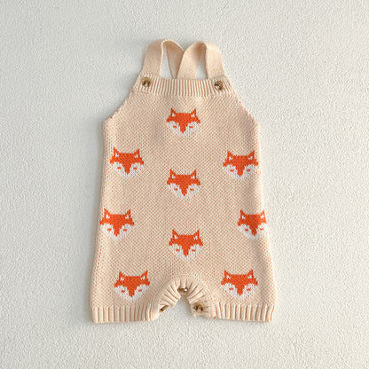Summer Baby New Design Fox Pattern Sleeveless Strap Rompers