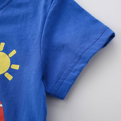 Summer Hot Selling Baby Kids Boys Short Sleeves Cartoon Animals Pattern T-shirt and Striped Shorts Clothing Set, MyKids-USA®, Baby & Children's Outfits, MyKids-USA -  -  -  -  -  -  - .