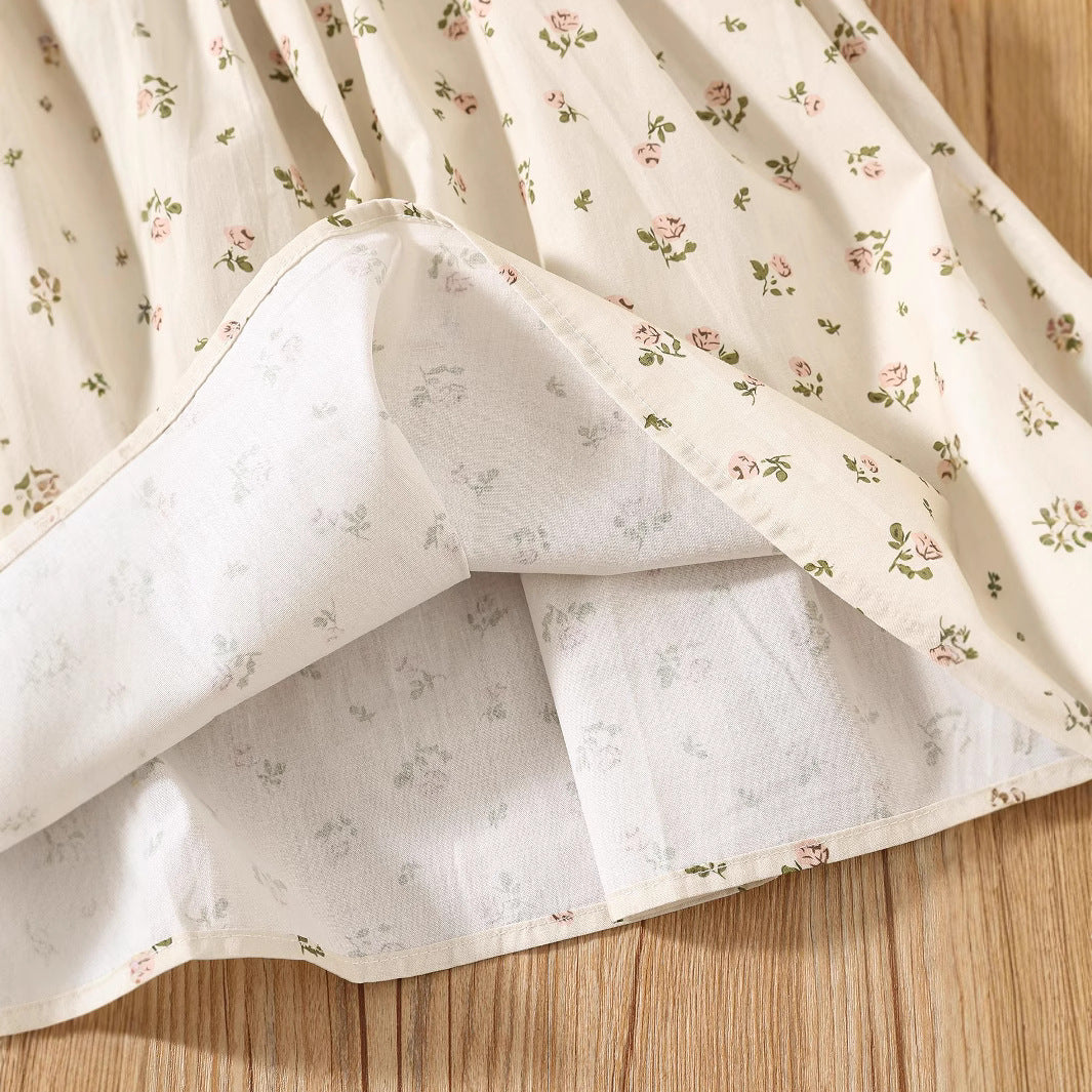 Summer Baby Kids Girls Short Sleeves Floral Dress with Heart Pattern Collar, MyKids-USA®, Baby & Toddler Dresses, MyKids-USA -  -  -  -  -  -  - 