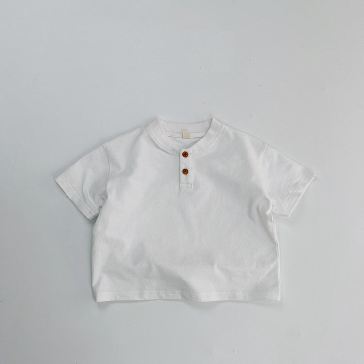 Summer Kids Unisex Minimalist and Versatile Short Sleeves V Neck Children’s Polo Shirt, MyKids-USA®, Polos, MyKids-USA - Size/Age - 80 (9-12M) - Color - White -  -  - TR2505082230-A