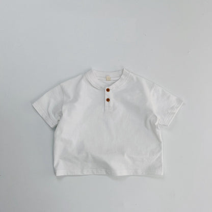 Summer Kids Unisex Minimalist and Versatile Short Sleeves V Neck Children’s Polo Shirt, MyKids-USA®, Polos, MyKids-USA - Size/Age - 80 (9-12M) - Color - White -  -  - TR2505082230-A