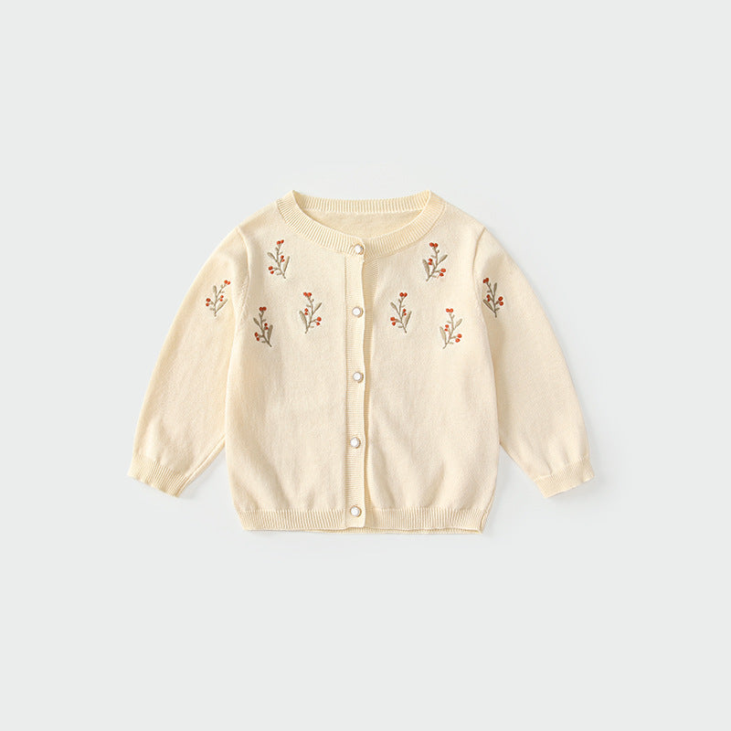 Arrival Autumn Baby Kids Girls Flowers Embroidered Pattern Long Sleeves Cardigan, MyKids-USA®, Cardigans, MyKids-USA - Size/Age - 80 (9-12M) - Color - Apricot -  -  - TR2509042057-A