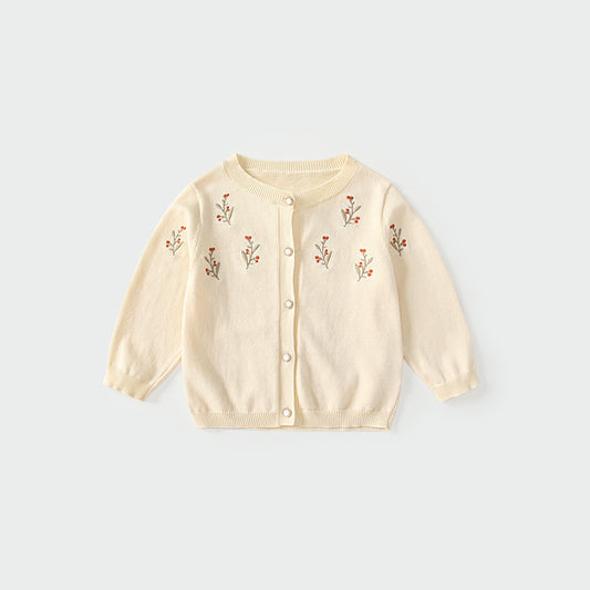 Arrival Autumn Baby Kids Girls Flowers Embroidered Pattern Long Sleeves Cardigan, MyKids-USA®, Cardigans, MyKids-USA - Size/Age - 80 (9-12M) - Color - Apricot -  -  - TR2509042057-A