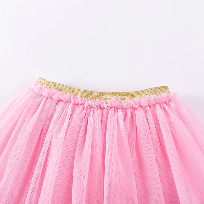 Summer Hot Selling Baby Kids Girls Short Sleeves Rainbow and Hearts Pattern T-shirt and Pink Skirt Clothing Set