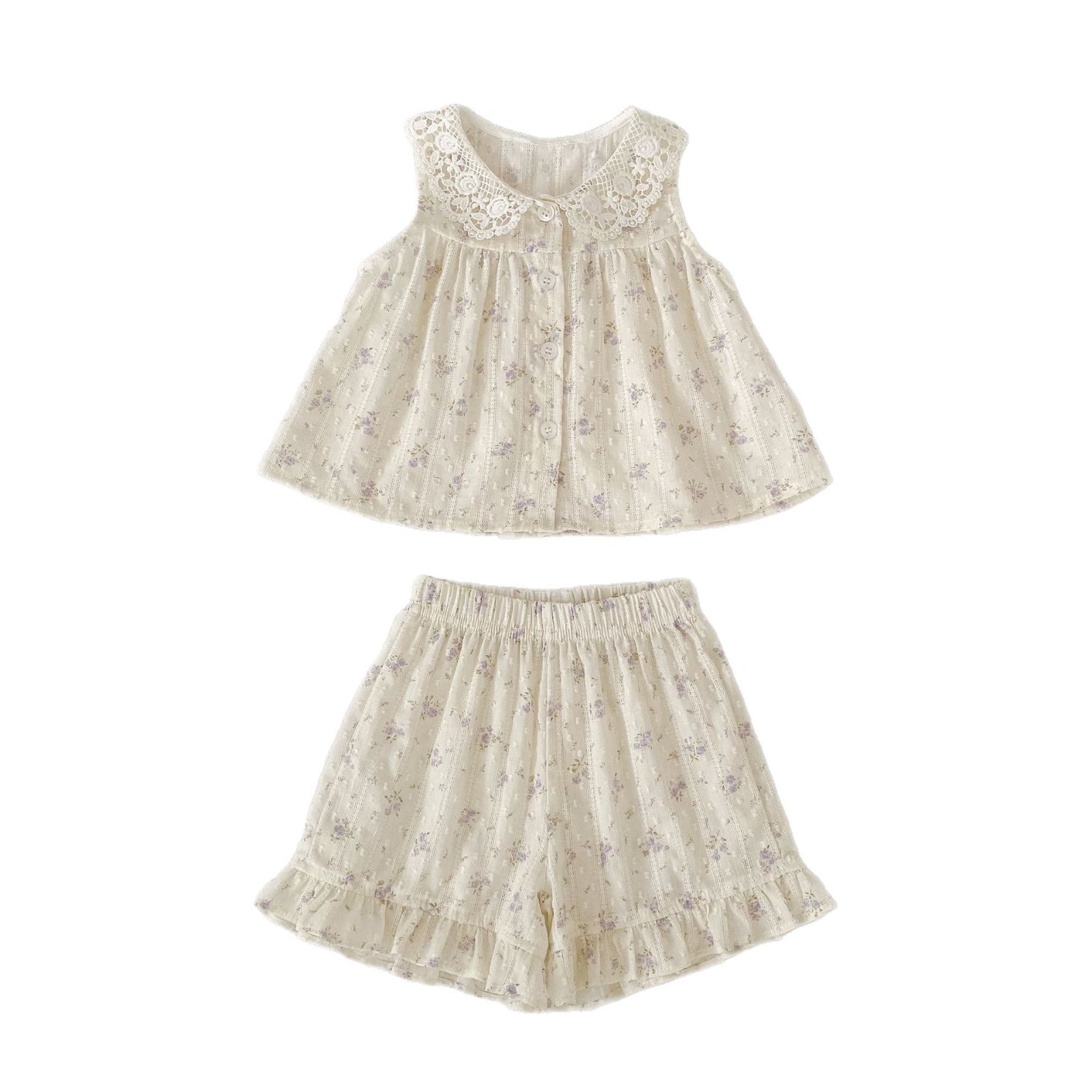 Arrival Summer Baby Kids Girls Sleeveless Floral Pattern Top and Shorts Clothing Set, MyKids-USA®, Baby & Children's Outfits, MyKids-USA - Size/Age - 73 (6-9M) - Color - Beige -  -  - TR2605172359-A.