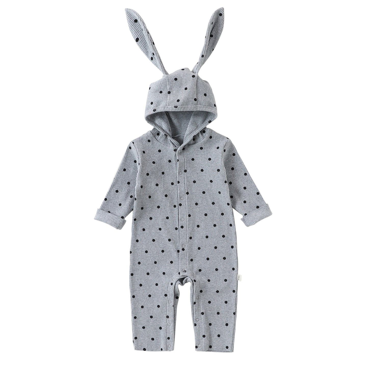 Spring Arrival Baby Unisex Long Sleeves Dots Pattern Hooded Rompers, MyKids-USA®, Baby One-Pieces, MyKids-USA - Size/Age - 66 (3-6M) - Color - Grey -  -  - TR2601301734-C.