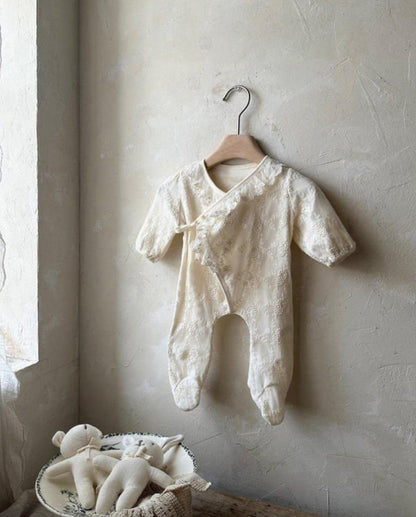 Spring and Summer Arrival Baby Unisex Solid Color Lace Long Sleeves Rompers, MyKids-USA®, Baby One-Pieces, MyKids-USA - Size/Age - 66 (3-6M) - Color - Apricot -  -  - TR2601271153-A.