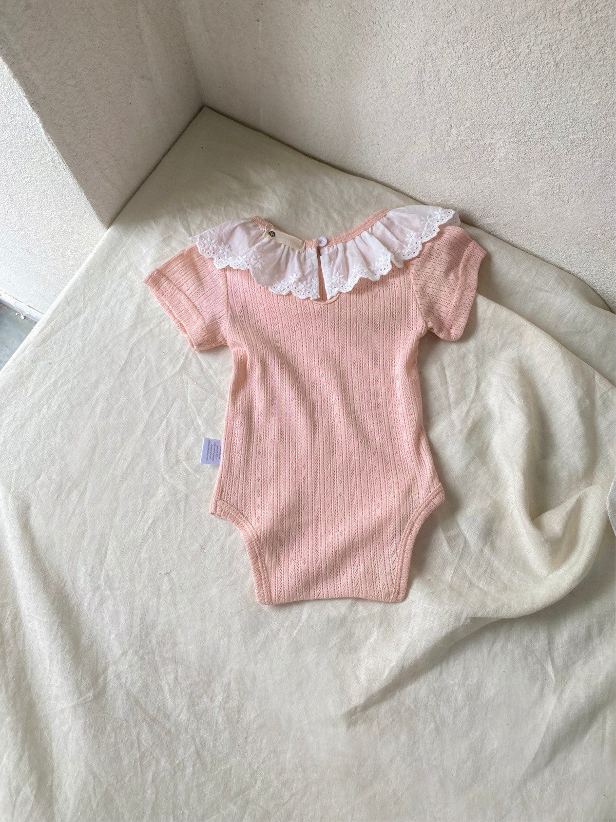 MyKids-USA® Summer Arrival Baby Girls Short Sleeves Lace Collar Bodysuit