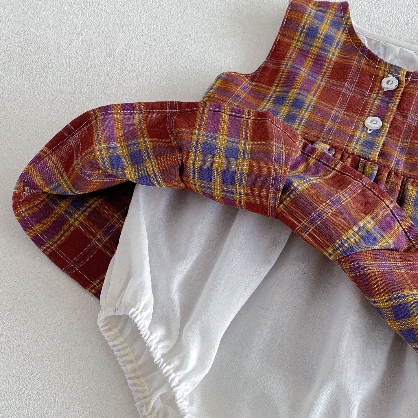 Design Summer Baby Kids Girls Sleeveless Plaid Pattern Bodysuit