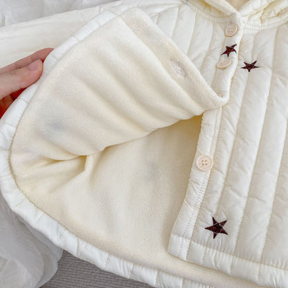 Winter Arrival Baby Kids Unisex Moons and Stars Pattern Long Sleeves Fleece-lined Hooded Coat, MyKids-USA®, Puffer Jackets, MyKids-USA -  -  -  -  -  -  - 