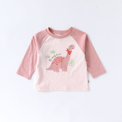 Autumn and Spring Arrival Baby Kids Long Sleeves Cartoon Pattern Color Patchwork Top, MyKids-USA®, Shirts, MyKids-USA - Size/Age - 80 (9-12M) - Color - Pink -  -  - TR2509242316-A