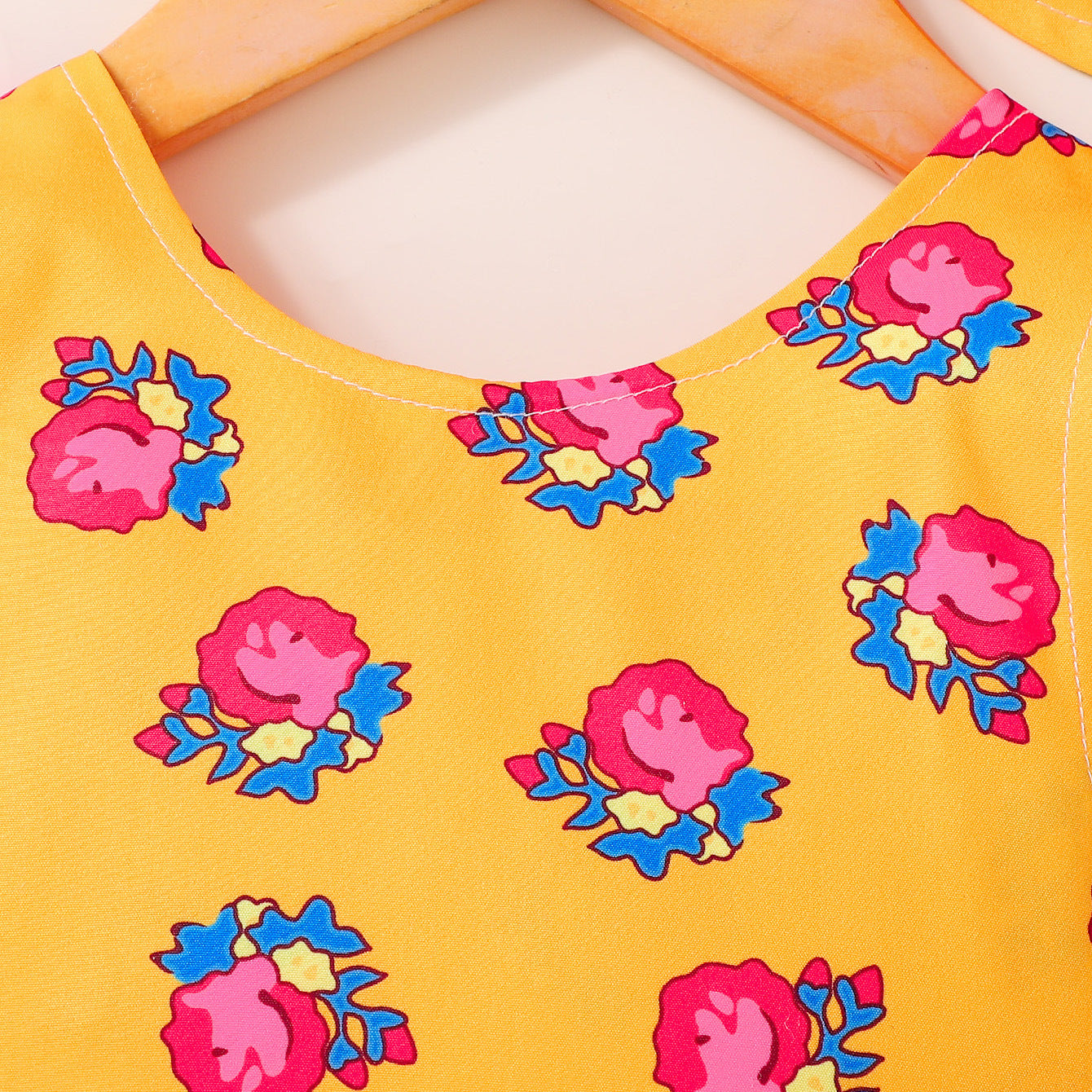 Design Summer Baby Kids Girls Sleeveless Flowers Pattern Dress with Hat